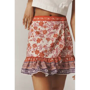 Farm Rio printed ruffle mini wrap skirt Small Anthropologie